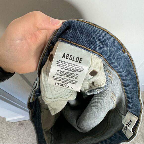 AGOLDE Toni Mid Rise Straight Leg Ankle Distressed Hem Jeans Size 27 - Picture 7 of 8